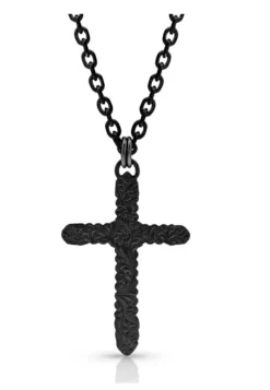 Montana Silversmiths Flat Braid Bull Rope Cross Necklace