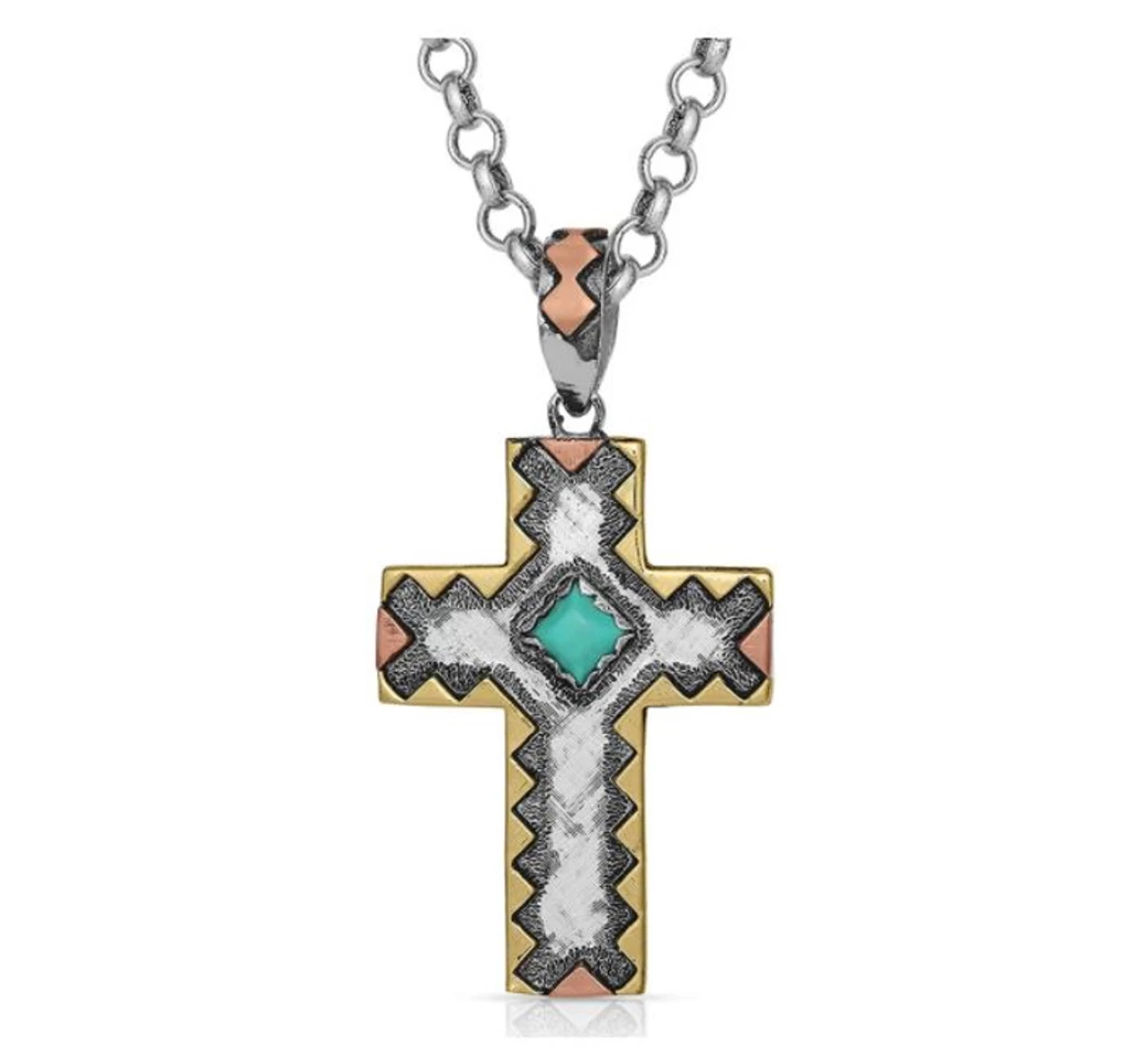 Montana Silversmiths Antiqued Serrated Cross Necklace 1 Montana Silversmiths Antiqued Serrated Cross Necklace
