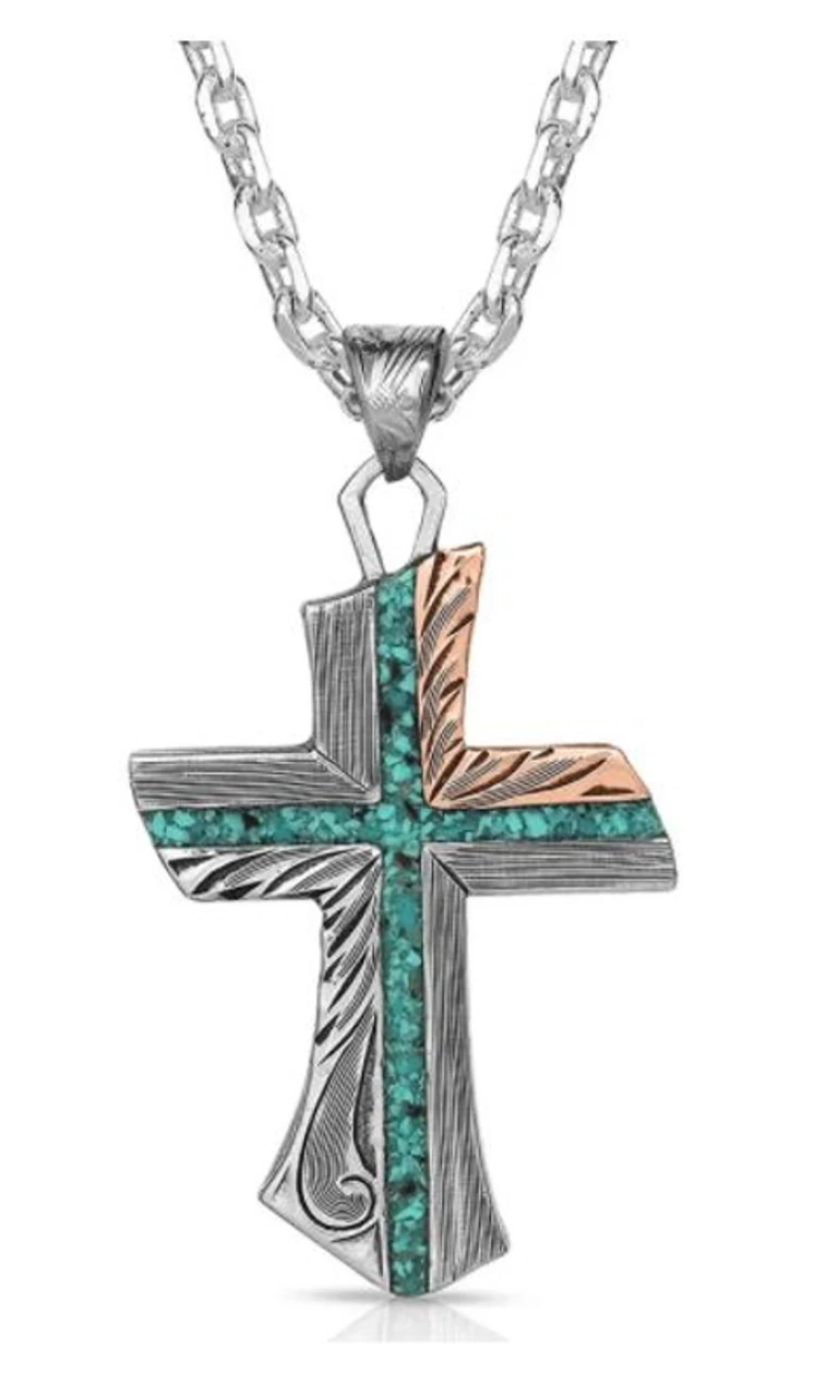 Montana Silversmiths Inner Light Turquoise Cross Necklace 1 Montana Silversmiths Inner Light Turquoise Cross Necklace