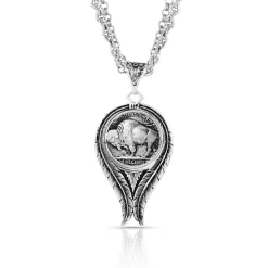 Montana Silversmiths Buffalo Spirit Feather Necklace