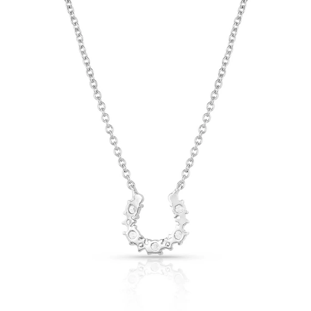 Montana Silversmiths Longline Crystal Horseshoe Necklace 2 Montana Silversmiths Longline Crystal Horseshoe Necklace - Image 2