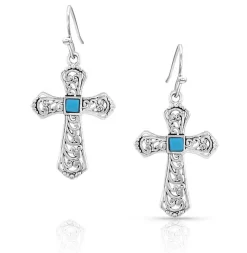 Montana Silversmiths Cathedral Curves Silver Cross Earrings