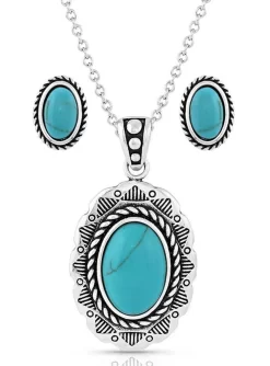 Montana Silversmiths Into The Blue Turquoise Oval Jewelry Set