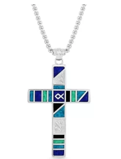 Montana Silversmiths American Legends Block Color Cross Necklace
