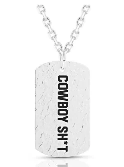 Montana Silversmiths Cowboy Sh*t Silver Dog Tag Necklace