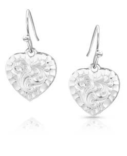 Montana Silversmiths Chiseled Heart Earrings