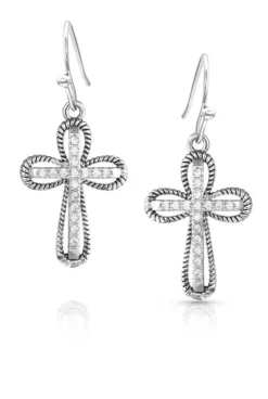 Montana Silversmiths Expressive Faith Crystal Cross Earrings