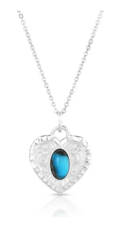 Montana Silversmiths Chiseled Heart Turquoise Necklace