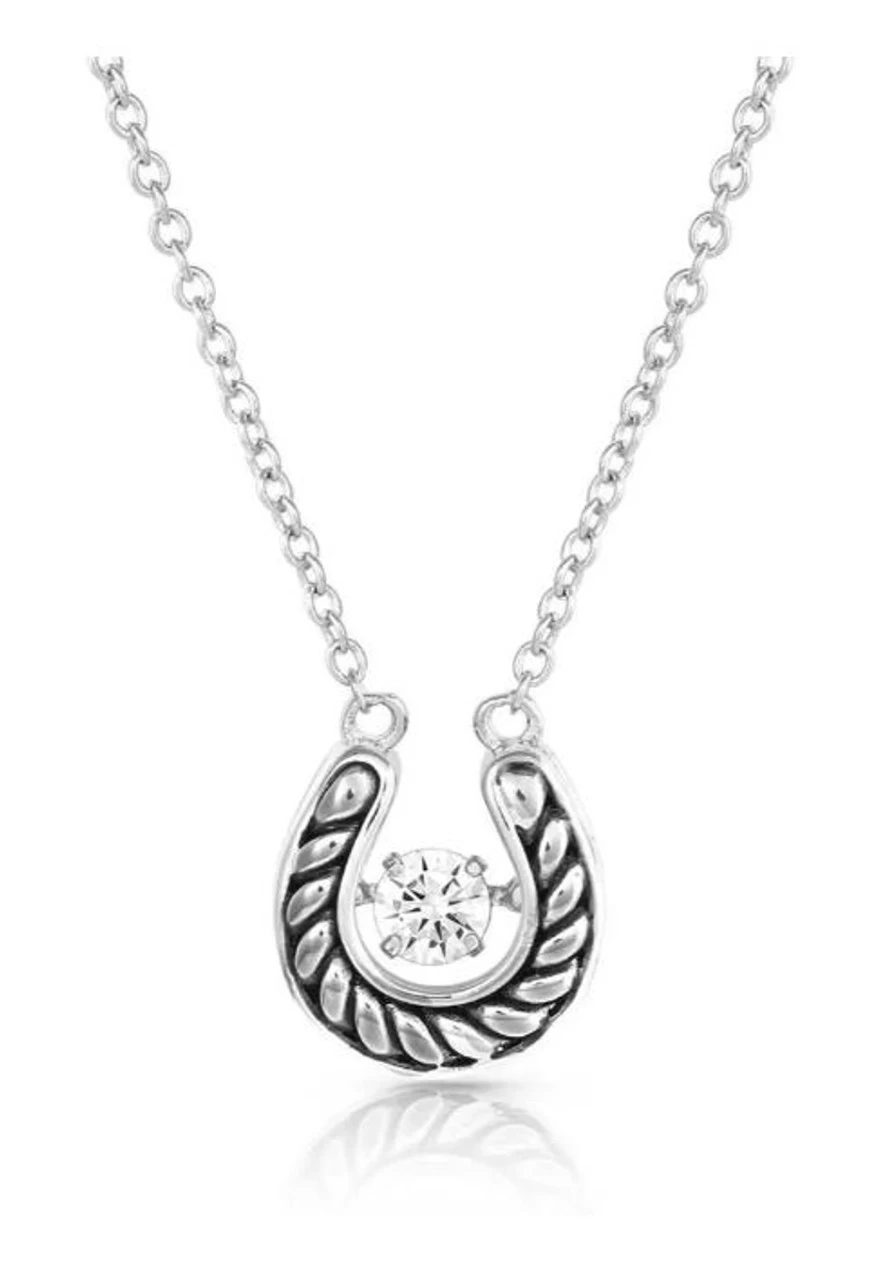 Montana Silversmiths Dancing With Luck Crystal Horseshoe Necklace 1 Montana Silversmiths Dancing With Luck Crystal Horseshoe Necklace