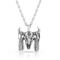 Montana Silversmiths Buffalo Skull Pendant Necklace