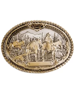 Montana Silversmiths Men's Horse Pack & Rider Belt Buckle