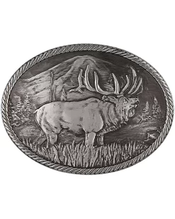 Montana Silversmiths Gunmetal Outdoor Series Wild Elk Carved Buckle