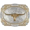 Montana Silversmiths Men's Two-Tone Cowboy Cameo With Longhorn Buckle
