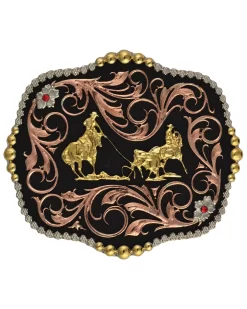 Montana Silversmiths Men's Tri-Color Bullrider Traditional Attitude Buckle