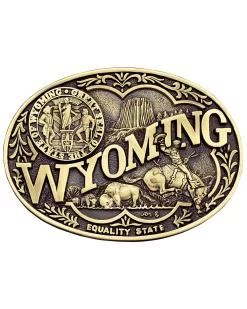 Montana Silversmiths Men's Wyoming State Heritage Attitude Belt Buckle