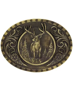 Montana Silversmiths Men's Heritage Outdoor Series Wild Stag Carved Belt Buckle