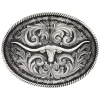 Montana Silversmiths Men's Barbed Wire Longhorn Classic Impressions Attitude Belt Buckle