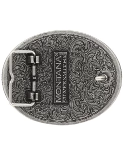 Montana Silversmiths Men's Barbed Wire Longhorn Classic Impressions Attitude Belt Buckle -Montana Silversmiths 290C52 03 P2