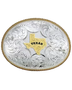 Montana Silversmiths Men's Twisted Rope Texas Belt Buckle