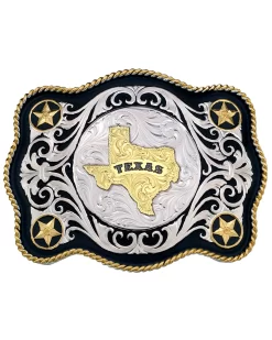 Montana Silversmiths Men's Sheridan Style Texas State Western Belt Buckle