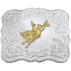 Montana Silversmiths Men's Scalloped Silver Bull Rider Western Belt Buckle