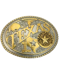 Montana Silversmiths Men's Two-Tone Texas State Heritage Attitude Belt Buckle