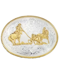 Montana Silversmiths Large Team Ropers Western Belt Buckle