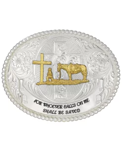 Montana Silversmiths Men's Faith & Wisdom Christian Cowboy Western Belt Buckle