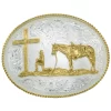 Montana Silversmiths Silver Engraved Christian Cowboy Western Belt Buckle