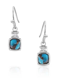 Montana Silversmiths Montana Silversmith ER5178 Womens Golden Rush Turquoise Earrings Silver