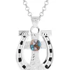 Montana Silversmiths NC5014-D Womens Sole To Soul Horseshoe Cross Necklace Silver