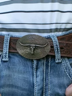 Montana Silversmiths 40510CBB-767M Vintage Bronze Cascade Longhorn Oval Buckle -Montana Silversmiths 40510CBB 3 1