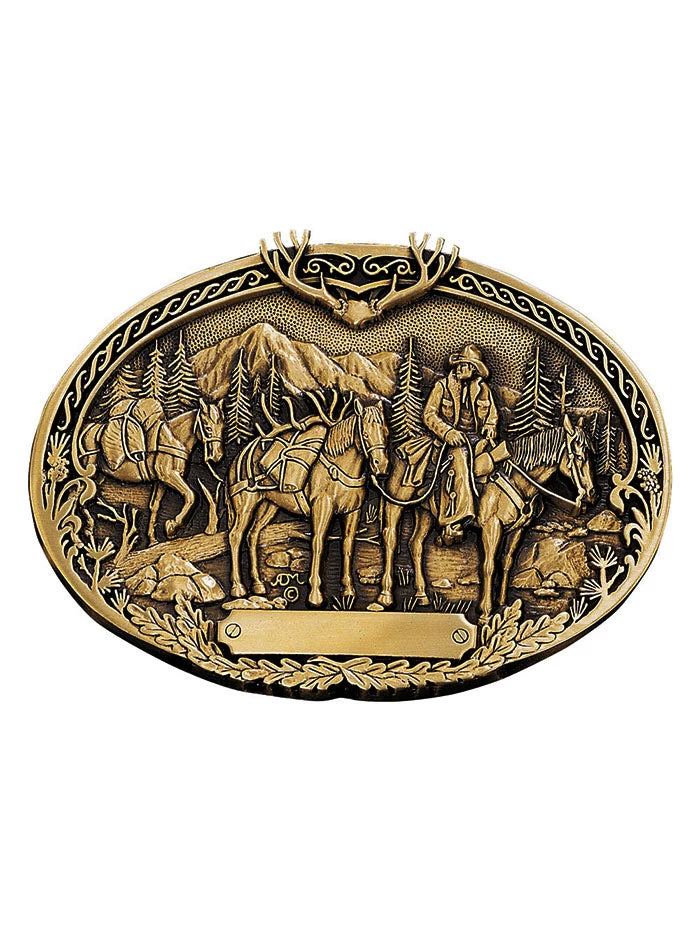 Montana Silversmiths 60789C Pack Horses And Rider Heritage Attitude Belt Buckle Brass 1 Montana Silversmiths 60789C Pack Horses And Rider Heritage Attitude Belt Buckle Brass