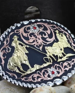 Montana Silversmiths Attitude Tri-Tone Team Roper Belt Buckle -Montana Silversmiths 60969 0002 60969 alt