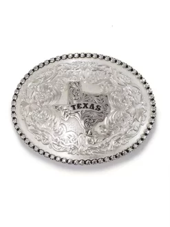 Montana Silversmiths 6189SV-610TX (D) Texas State Western Belt Buckle Antiqued Silver - D