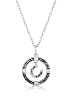 Montana Silversmiths NC5360 Womens Luck Of The Draw Horseshoe Necklace Silver