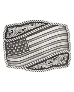 Montana Silversmiths Attitude Waving Flag Belt Buckle