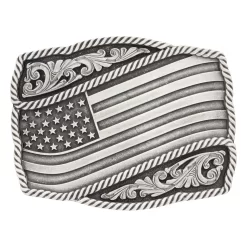 Montana Silversmiths Classic Impressions Waving American Flag Attitude Buckle A590S