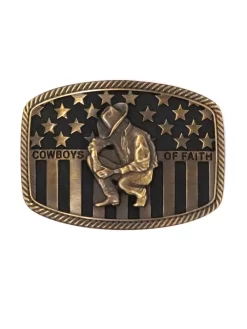 Montana Silversmiths A706C Cowboys Of Faith Flag Buckle Brass