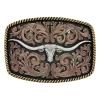 Montana Silversmiths Montana Silversmith Tri-Color Texas Longhorn Attitude Buckle A711
