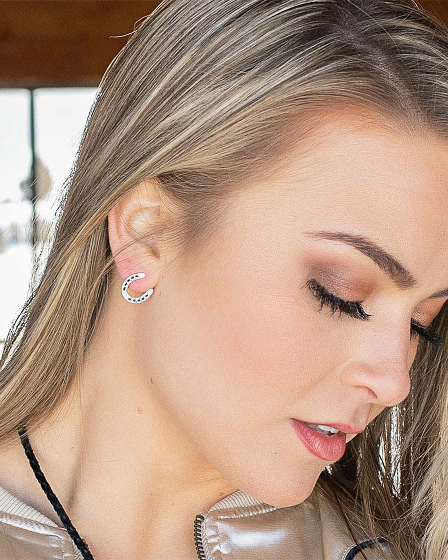 Montana Silversmiths Women's Lucky Horseshoe Earrings 2 Montana Silversmiths Women's Lucky Horseshoe Earrings - Image 2