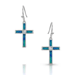 Montana Silversmiths River Of Lights Opal Cross Earrings ER4614