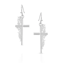 Montana Silversmiths Montana Silversmith Silver Artistry Faith Cross Earrings ER5148
