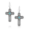 MONTANA SILVERSMITHS Etched Cross Turquoise Earrings ER5303