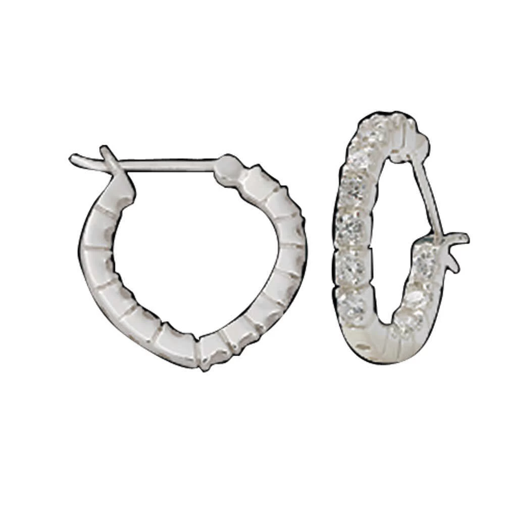 Montana Silversmiths Silver Heart Hoop With Crystal Earrings ER61504CZ 1 Montana Silversmiths Silver Heart Hoop With Crystal Earrings ER61504CZ
