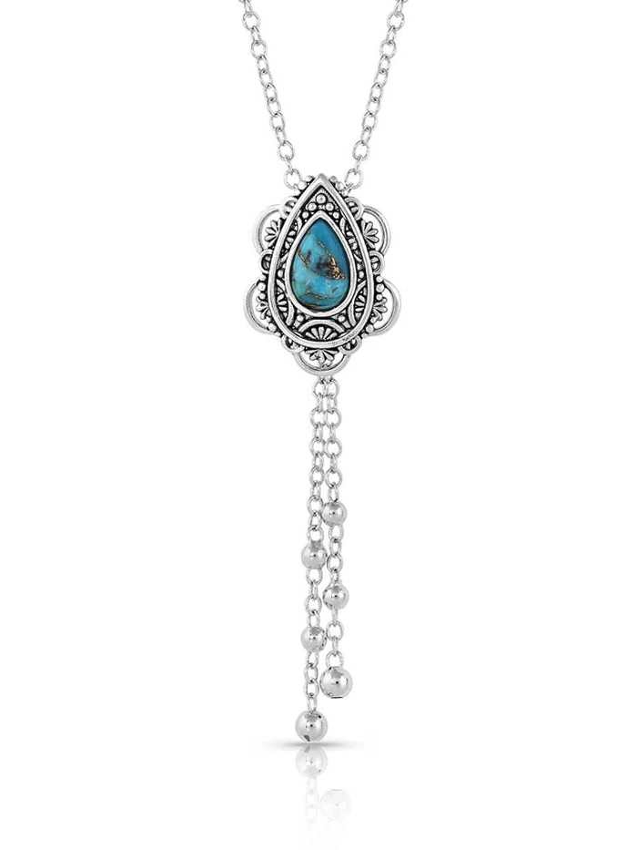 Montana Silversmiths NC4951 Womens Lady Guadalupe Dangle Stone Necklace Turquoise 1 Montana Silversmiths NC4951 Womens Lady Guadalupe Dangle Stone Necklace Turquoise