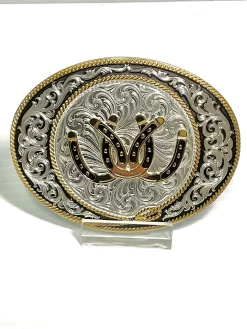 Montana Silversmiths 6190-887 Tripple Entwined Horse Shoes Buckle