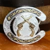 Montana Silversmiths 61375-878 Crossed Pistols Buckle Silver