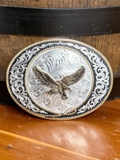 Montana Silversmiths 6190-249 Ranch Rope Buckle Eagle Buckle Silver