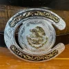 Montana Silversmiths 61375-674 National Mexican Emblem Two Tone Horseshoe Buckle Silver